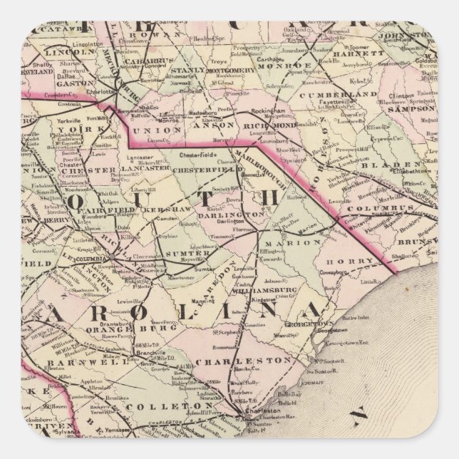 Adesivo Quadrado Carolina do Norte e do Sul 4 (Frente)