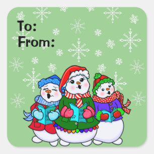 Adesivo Quadrado Caroling Snowpeople Pinheiros de Natal