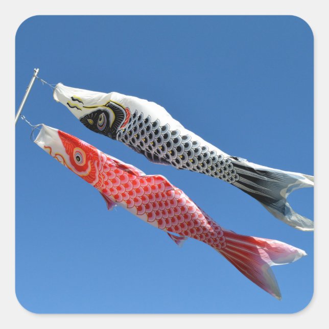 Adesivo Quadrado Carp Streamers (Koinobori): Tóquio, Japão (Frente)