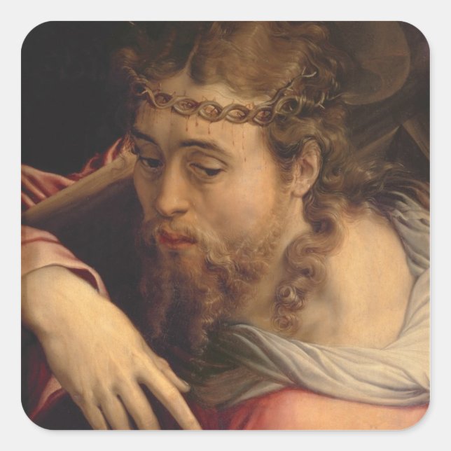 Adesivo Quadrado Carregando do cristo Cruz, 1540-45 (óleo no painel (Frente)