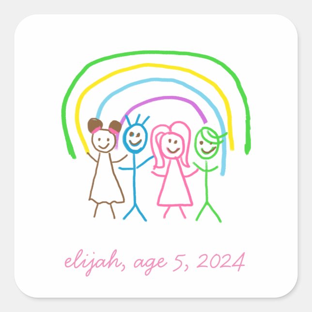 Adesivo Quadrado Carregar Crianças de Desenho Transformando Trabalh (Frente)