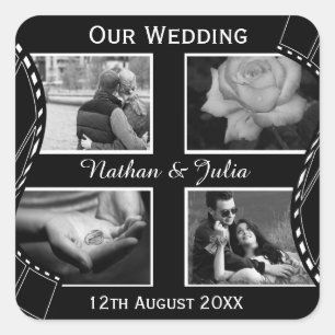 Adesivo Quadrado Carretel de filme preto e branco