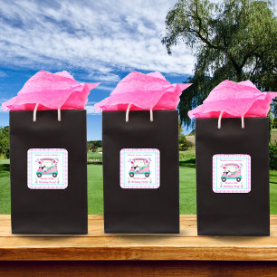 Adesivo Quadrado Carrinho do Partido do Golfe das Mulheres Elegante