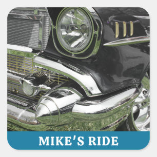 Adesivo Quadrado Carro Chevy Black 1957, Nome/Mensagem, Sua Foto/Ar