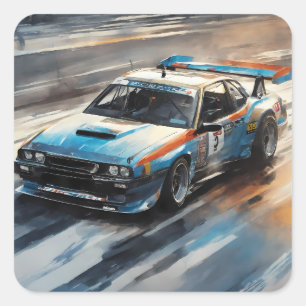 Adesivo Quadrado Carro de Corrida Azul esportivo