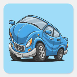 Adesivo Quadrado Carro de Desenho Animado Azul Deformado Automático