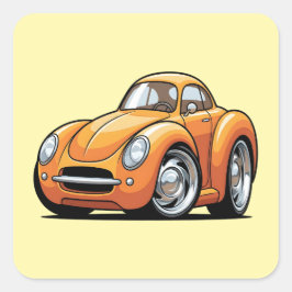Adesivo Quadrado Carro de Desenho Animado Laranja Clássico