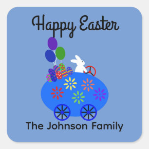 Adesivo Quadrado Carro De Ovo De Coelhinho #3