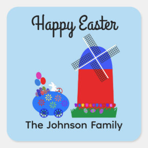 Adesivo Quadrado Carro De Ovo De Coelhinho #4