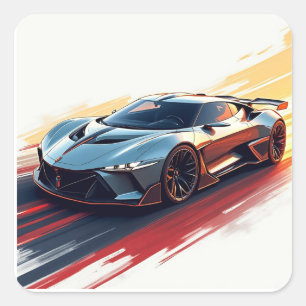 Adesivo Quadrado Carro desportivo futurístico - Design inteligente 