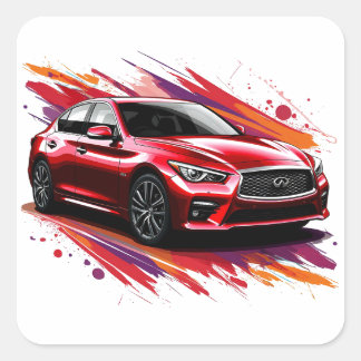 Adesivo Quadrado Carro Elétrico com Salpicos de Cores Vibrantes