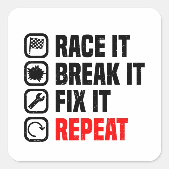 Adesivo Quadrado Carro Muscular V8 Turbocompressor Race Car (Frente)