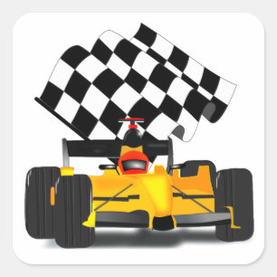 Adesivo Quadrado Carro Race Amarelo com Sinalizador Verificado