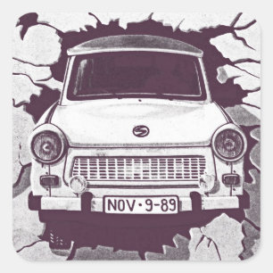 Adesivo Quadrado Carro Trabant, preto e branco, Muro de Berlim (1)