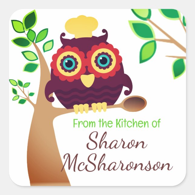 Adesivo Quadrado Carroçaria cozinhar de madeira de colher de madeir (Frente)