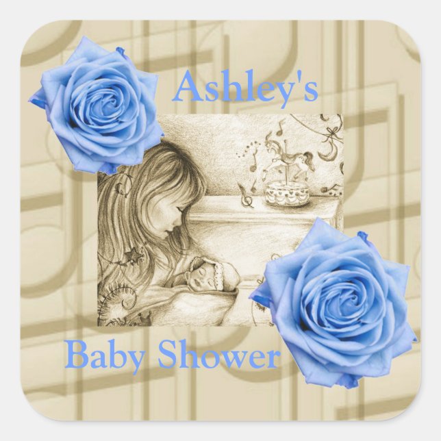 Adesivo Quadrado Carrossel Dreams Blue Rosa Music Square Stickers (Frente)