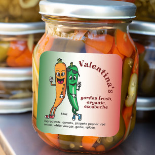 Adesivo Quadrado Carrot e Pepper Pals Cartoon Escabeche Pickle