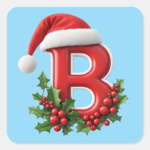 Adesivo Quadrado Carta de Natal B decorada com chapéu de Papai Noel