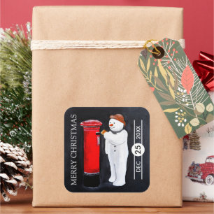 Adesivo Quadrado Carta do Boneco de Neve para o Papai Noel Natal