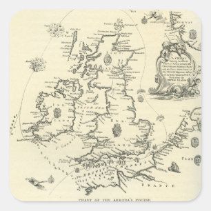 Adesivo Quadrado Carta do curso da armada espanhola