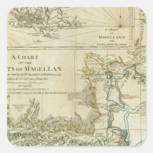 Adesivo Quadrado Carta dos passos de Magellan