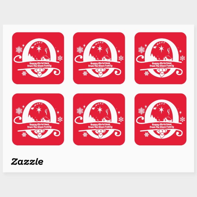 Adesivo Quadrado Carta O Monograma Nome da Família Inicial Saudação (Folha)