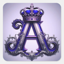 Adesivo Quadrado Carta Real Monograma de Coroa Vintage Ornamentado