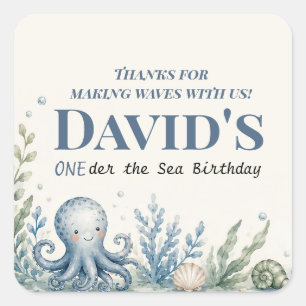 Adesivo Quadrado Cartão de aniversário náutico personalizado