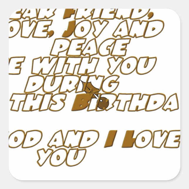 Adesivo Quadrado Cartão de aniversário para um amigo cristão (Frente)