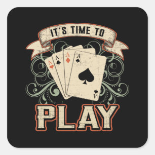 Adesivo Quadrado Cartão de Cartões Jogando Poker Dia Ace Jogo Casin