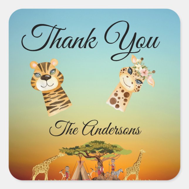 Adesivo Quadrado Cartão de Gabinete de Revelação do Gênero Animal A (Frente)