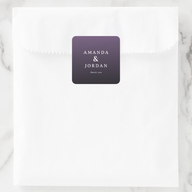 Adesivo Quadrado Cartão de Gratidão Roxo Elegante (Bolsa)