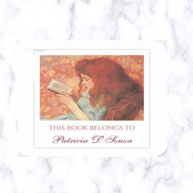 Adesivo Quadrado Cartão de Leitura de Menina Editável (Criador carregado)