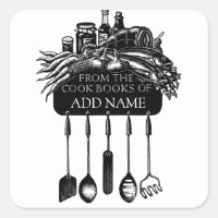 Cartão De Livro De Cookê Com Comida E Utensílios