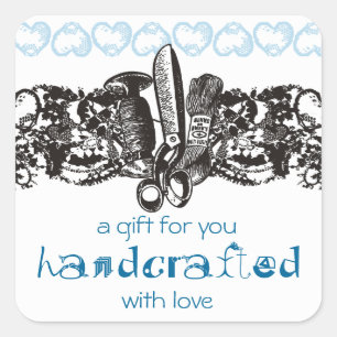 Adesivo Quadrado cartão de local do gótico do bordado do bordado de