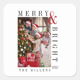 Adesivo Quadrado Cartão de Natal da Família Moderno Roteiro de Féri