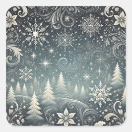 Adesivo Quadrado Cartão de Natal Noturno de Eetal Winter's Night Ho