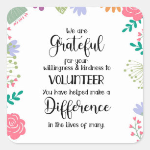 Adesivo Quadrado cartão de semana de apreciação voluntária