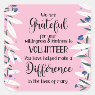 Adesivo Quadrado cartão de semana de apreciação voluntária