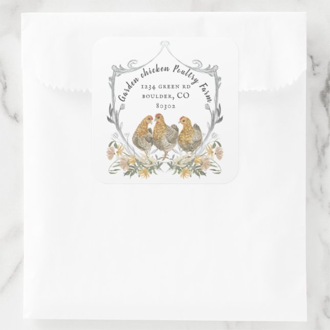 Adesivo Quadrado Cartão de visita da Farmhouse de Crest Russo Water (Bolsa)