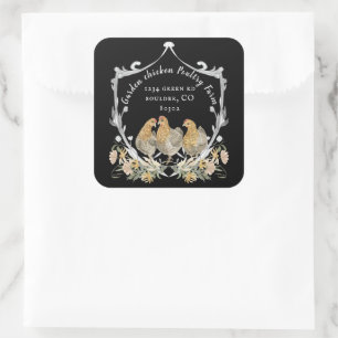 Adesivo Quadrado cartão de visita sq da crista de aquarela russa