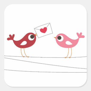 Adesivo Quadrado Cartão do amor dos pássaros