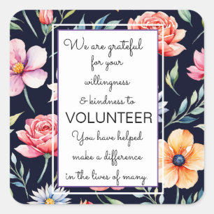 Adesivo Quadrado cartão floral semana de apreciação voluntária