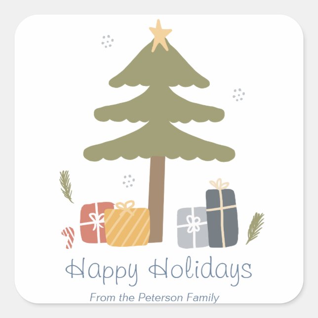 Adesivo Quadrado Cartão Plana de Férias Nórdico Personalizado (Frente)