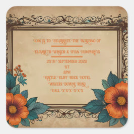 Adesivo Quadrado Cartão Postal de Convite