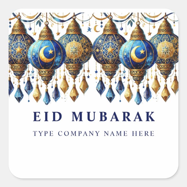 Adesivo Quadrado Cartão postal de férias Eid Mubarak corporativo (Frente)