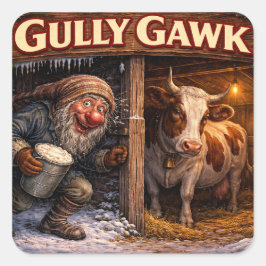 Adesivo Quadrado Cartão postal do Gully Gawk islandês Yule Lad