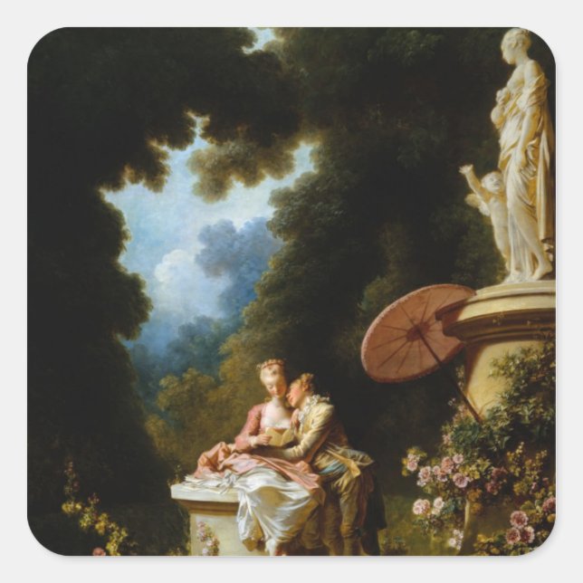 Adesivo Quadrado Cartas de amor por Jean Honore Fragonard (Frente)