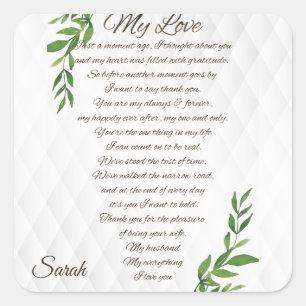 Adesivo Quadrado Cartas para o meu amor do marido