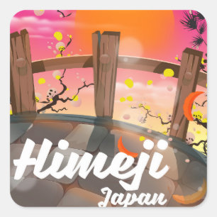Adesivo Quadrado Cartaz da flor de Himeji Japão